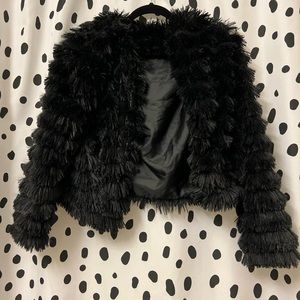 Black Faux Fur Crop Jacket